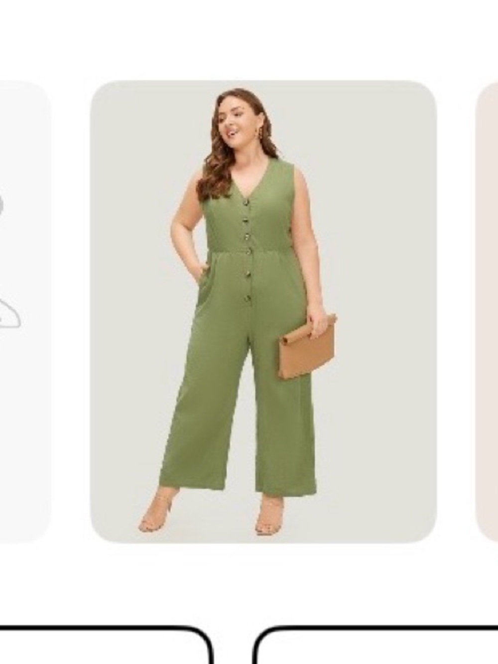 BloomChic Olive Green Sleeveless Button-Front Wide-Leg Jumpsuit